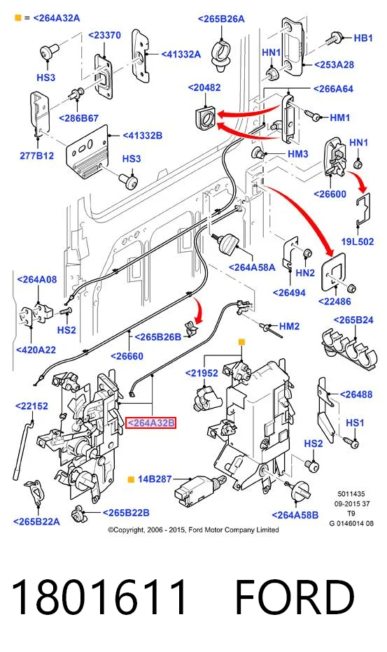 1801611 Ford Fecho da porta lateral deslizante direita