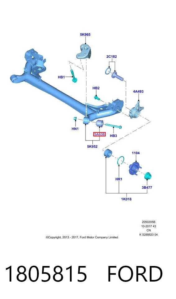 1805815 Ford Bloco silencioso de viga traseira (de plataforma veicular)