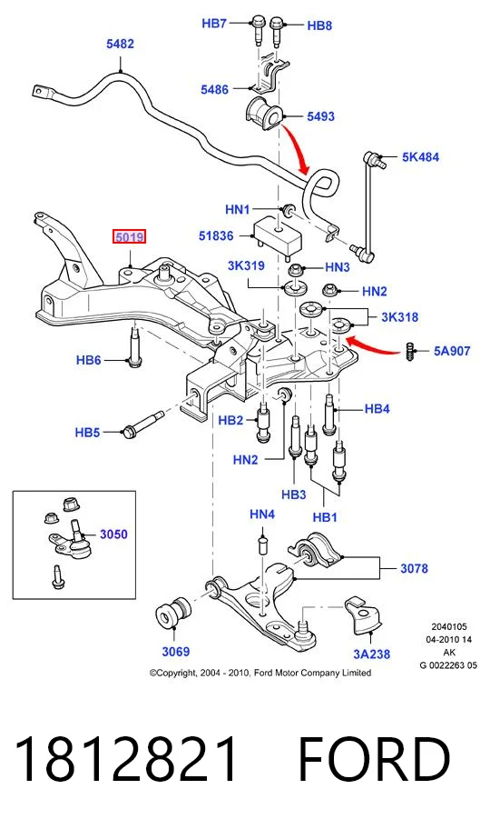1812821 Ford Viga de suspensão dianteira (plataforma veicular)
