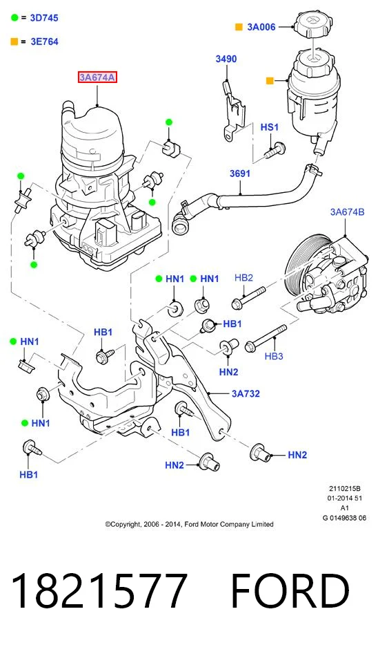 1821577 Ford Bomba da Direção hidrâulica assistida