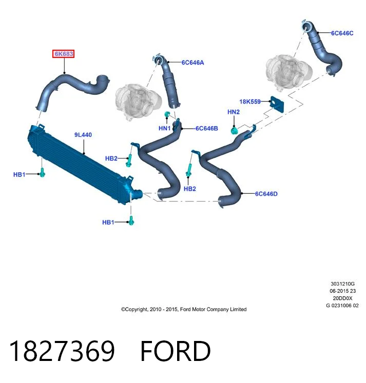 1827369 Ford Mangueira (cano derivado) de intercooler