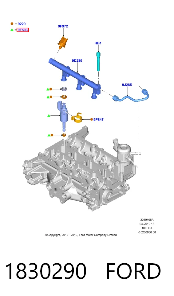 Injetor de injeção de combustível Ford Fiesta Mk7 