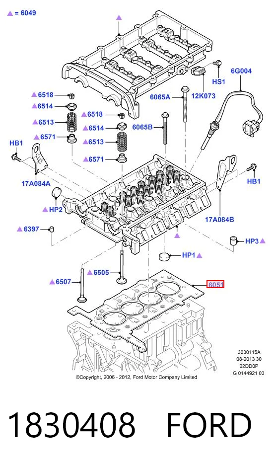 Vedante de cabeça de motor (CBC) Ford 6C1Q6051BC preço, a partir de 26,60 USD