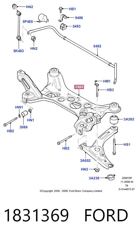 Viga de suspensão dianteira (plataforma veicular) para Ford Transit V347/8