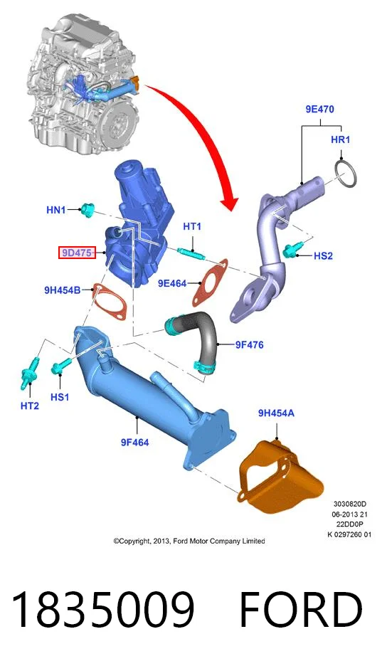 1835009 Ford Válvula EGR de recirculação dos gases