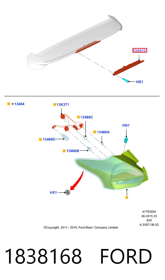 Sinal de parada traseiro adicional para Ford Fiesta Mk6 CB1