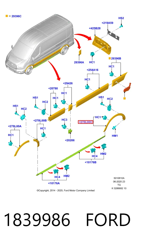 Compre BK31V280K97AH5CND Ford Expansor esquerdo (placa sobreposta) de arco do pára-lama traseiro