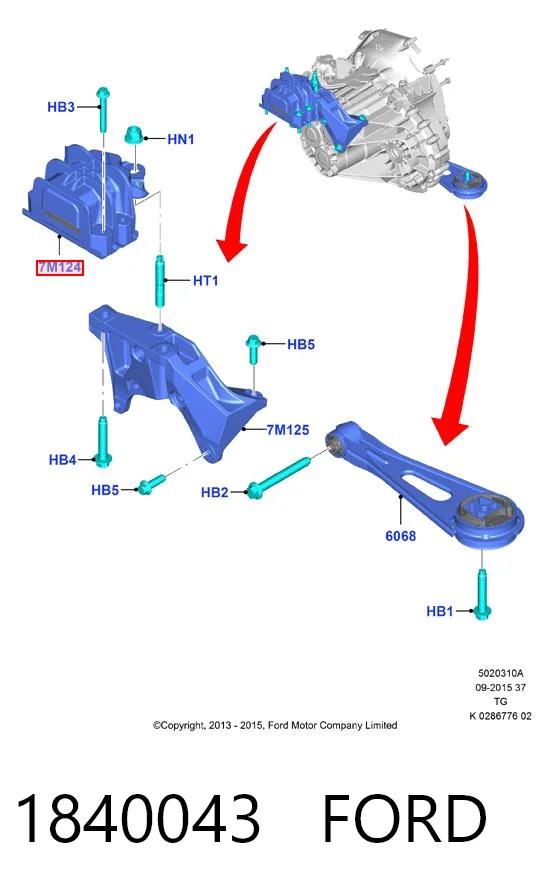 1840043 Ford Coxim esquerdo de transmissão (suporte da caixa de mudança)