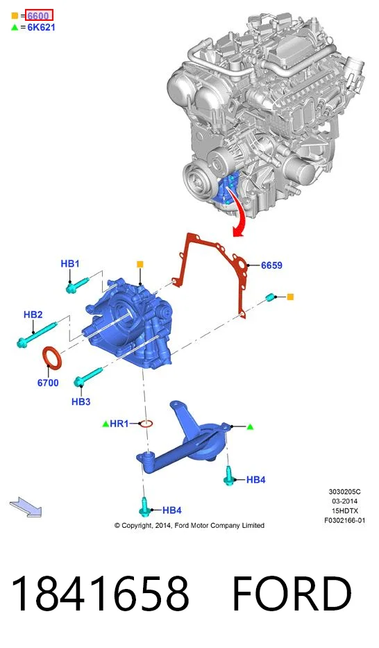 1841658 Ford Bomba de óleo