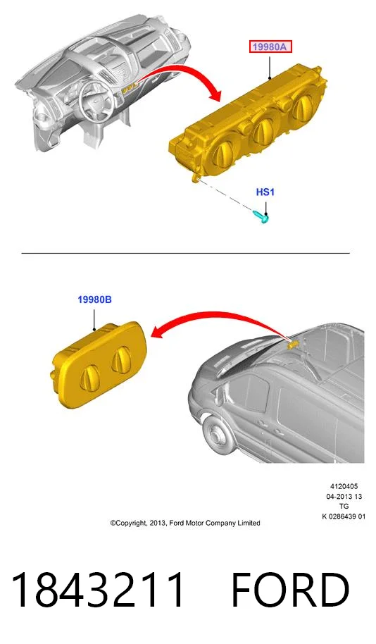 1843211 Ford Unidade de controlo dos modos de aquecimento/condicionamento