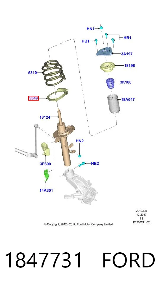 1847731 Ford Espaçador (anel de borracha) da mola dianteira inferior