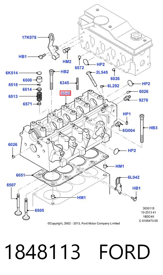  Cabeça de motor (CBC) Ford Connect TOURNEO ônibus (PU2) (2002 - 2013) TOURNEO