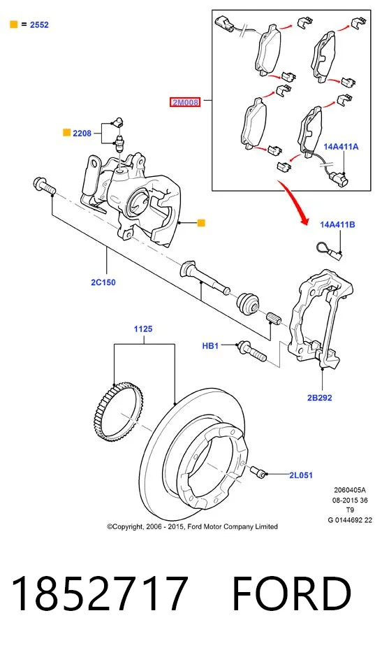 1852717 Ford Sapatas do freio traseiras de disco