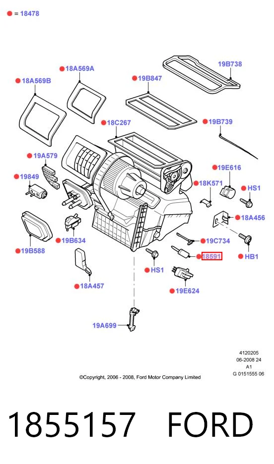 1855157 Ford Resistor (resistência) de ventilador de forno (de aquecedor de salão)