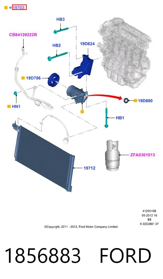 1856883 Ford Compressor de aparelho de ar condicionado