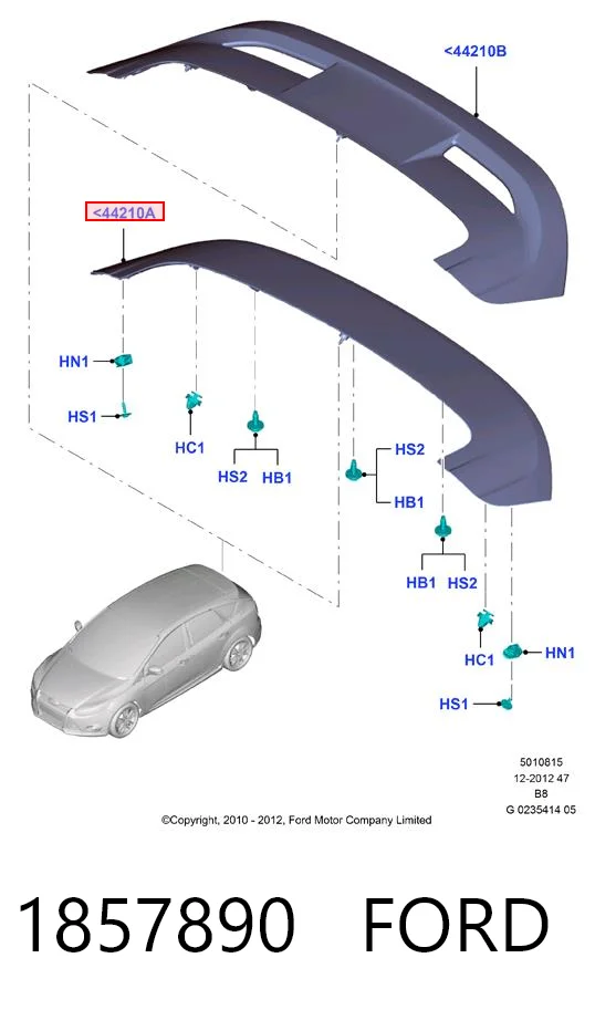 1857890 Ford Spoiler de tampa de porta-malas
