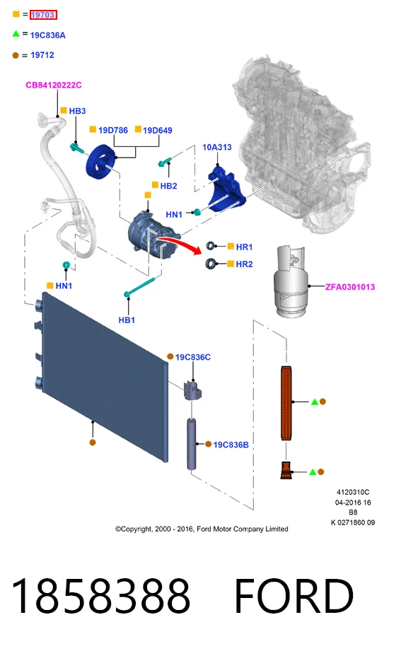 1858388 Ford Compressor de aparelho de ar condicionado