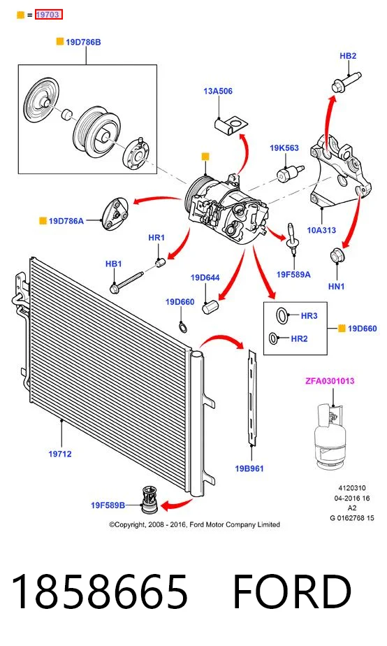 1858665 Ford Compressor de aparelho de ar condicionado