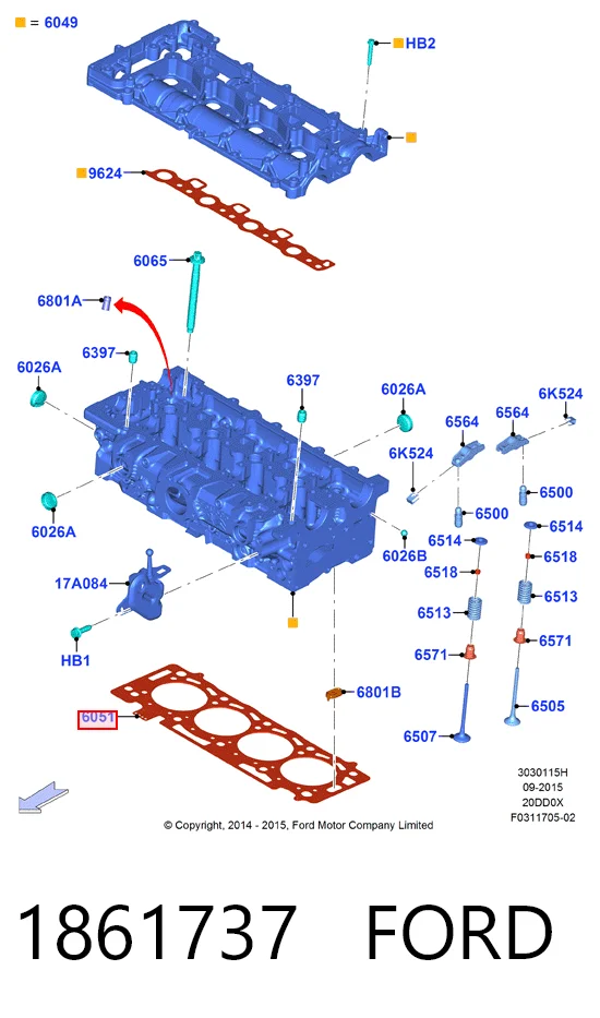 Vedante de cabeça de motor (CBC) Peugeot/Citroen 9841824780 preço, a partir de 43,11 USD