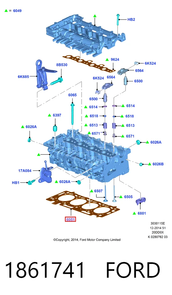 Vedante de cabeça de motor (CBC) 9807092580 Peugeot/Citroen