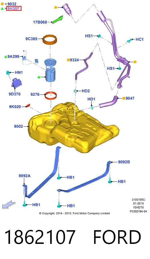 1862107 Ford Módulo de bomba de combustível com sensor do nível de combustível