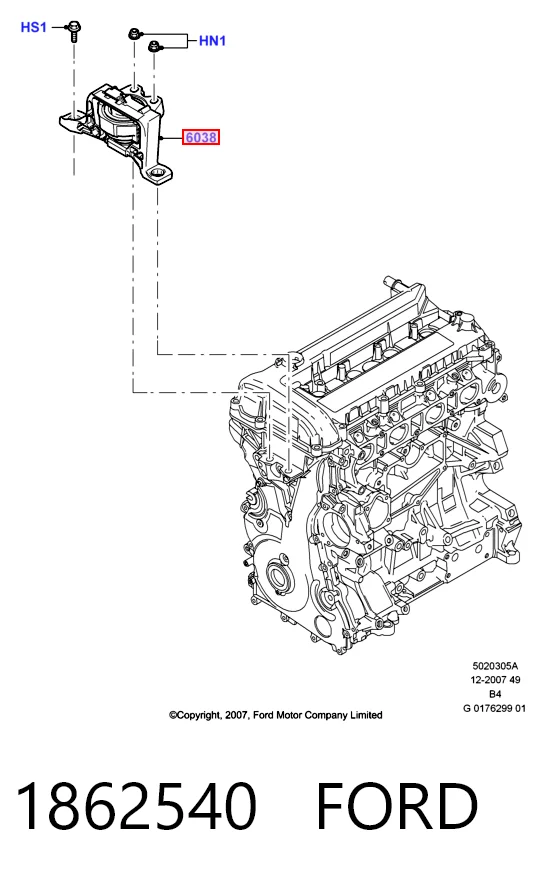 1862540 Ford Coxim (suporte) direito de motor