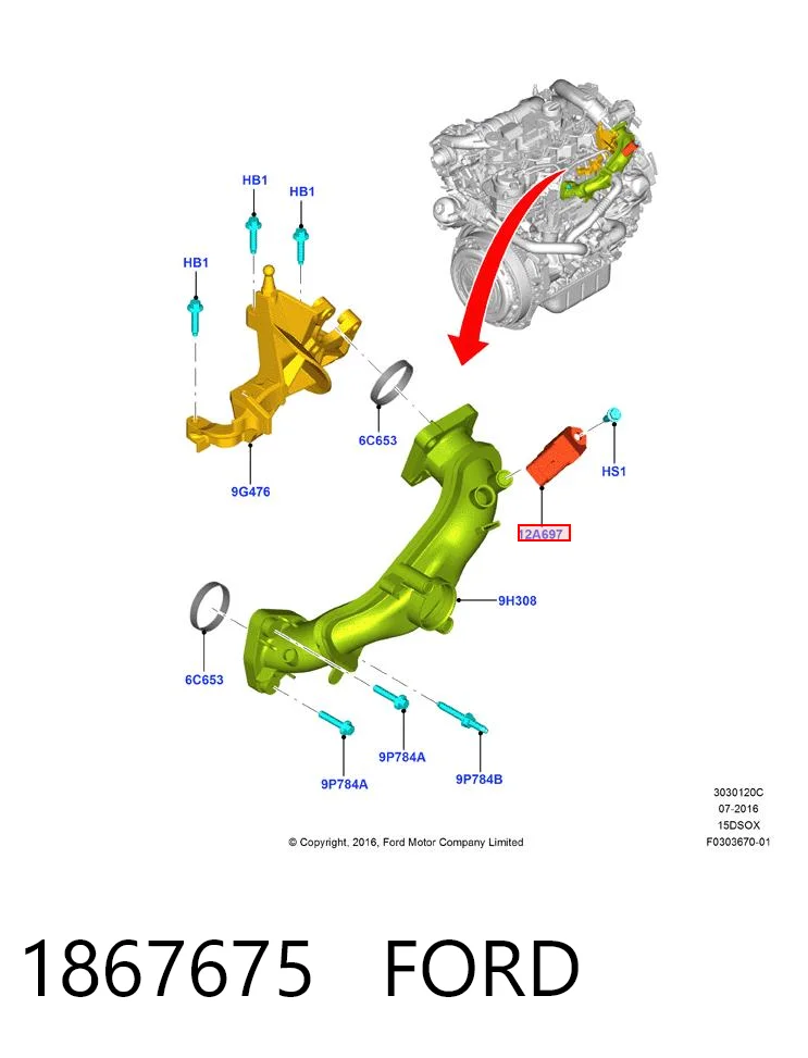 1867675 Ford Sensor de temperatura a vácuo