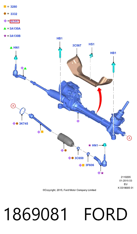  Cremalheira da direção Ford Kuga II SUV (CBS) (2012 - 2019) II