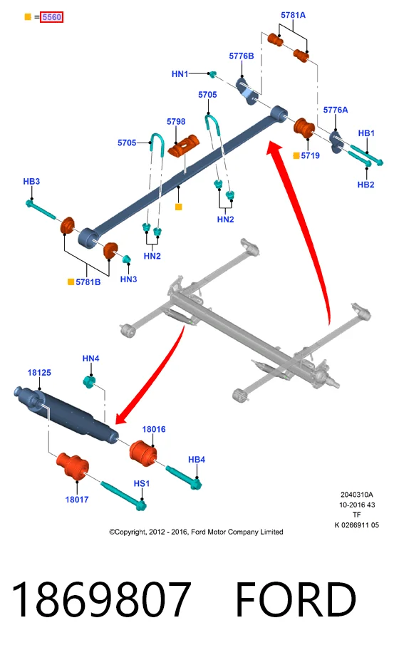 Suspensão de lâminas traseiro FK215560CB Ford