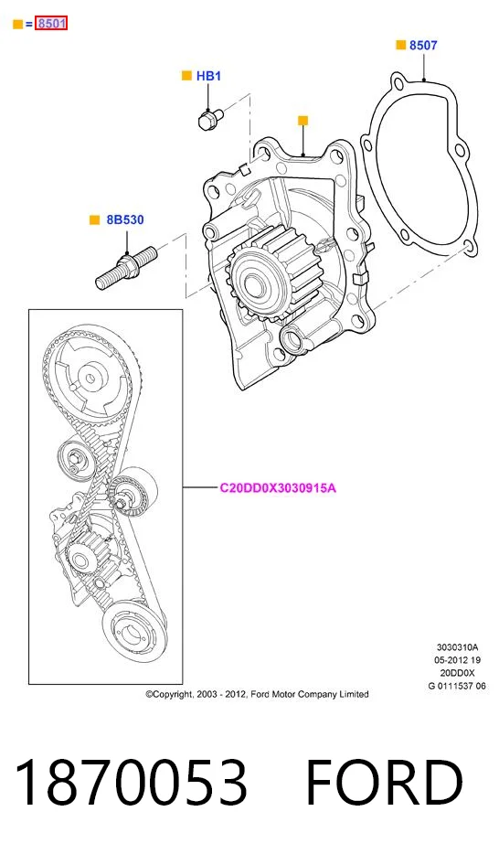 1870053 Ford Bomba de água (bomba) de esfriamento