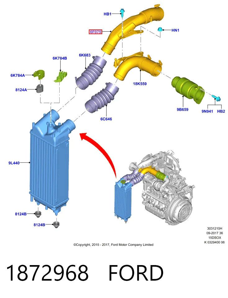 F1B16F075AA Ford Mangueira (cano derivado) de intercooler