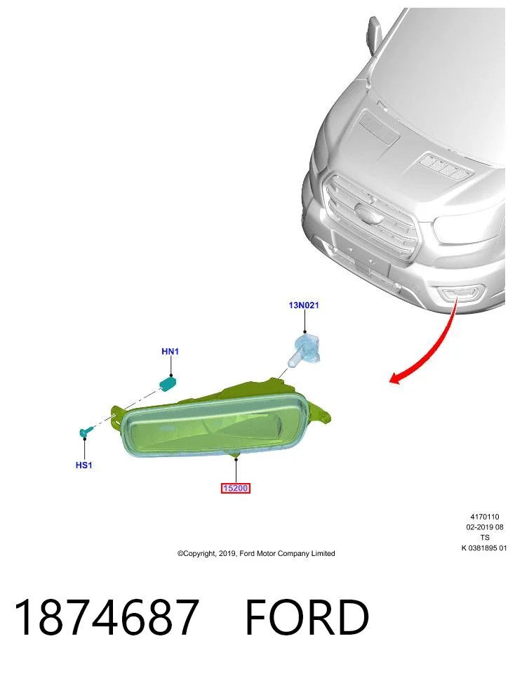 1874687 Ford Luzes de nevoeiro direitas