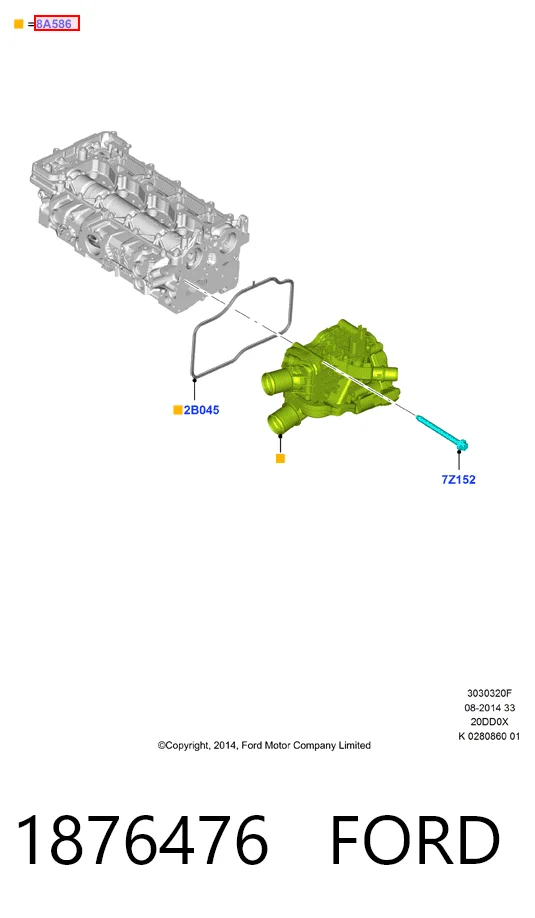 1876476 Ford Caixa do termostato
