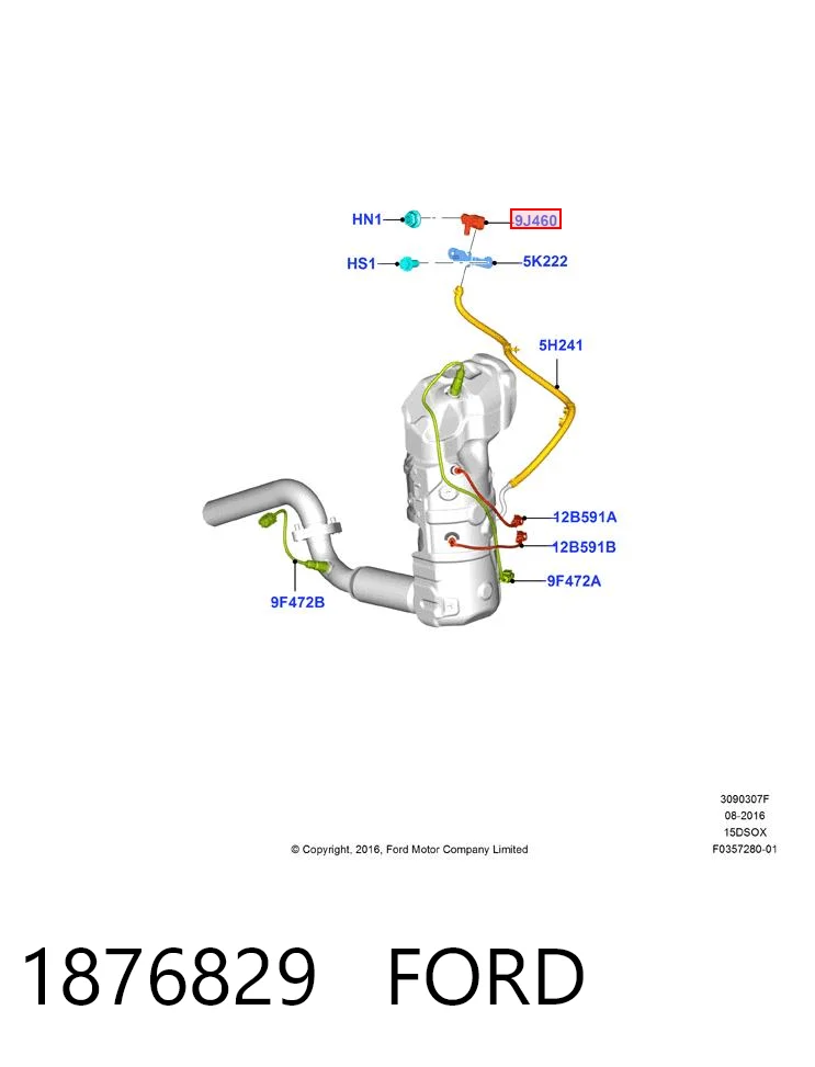 1876829 Ford Sensor de pressão dos gases de escape