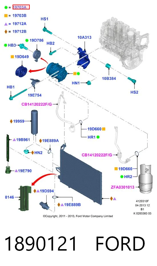 1890121 Ford Compressor de aparelho de ar condicionado