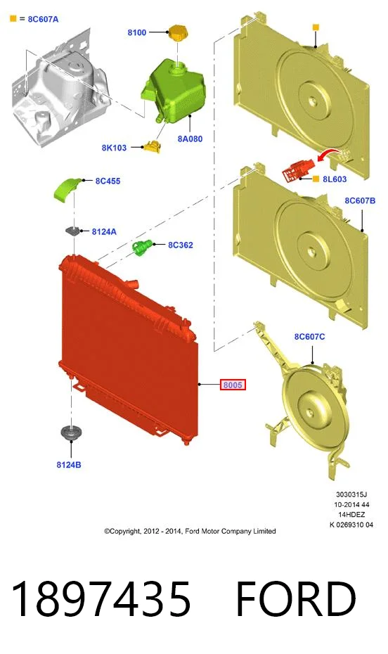 1897435 Ford Radiador de esfriamento de motor