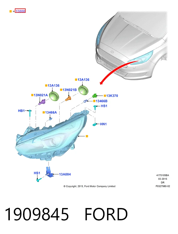 Luz direita para Ford S-Max  CDR