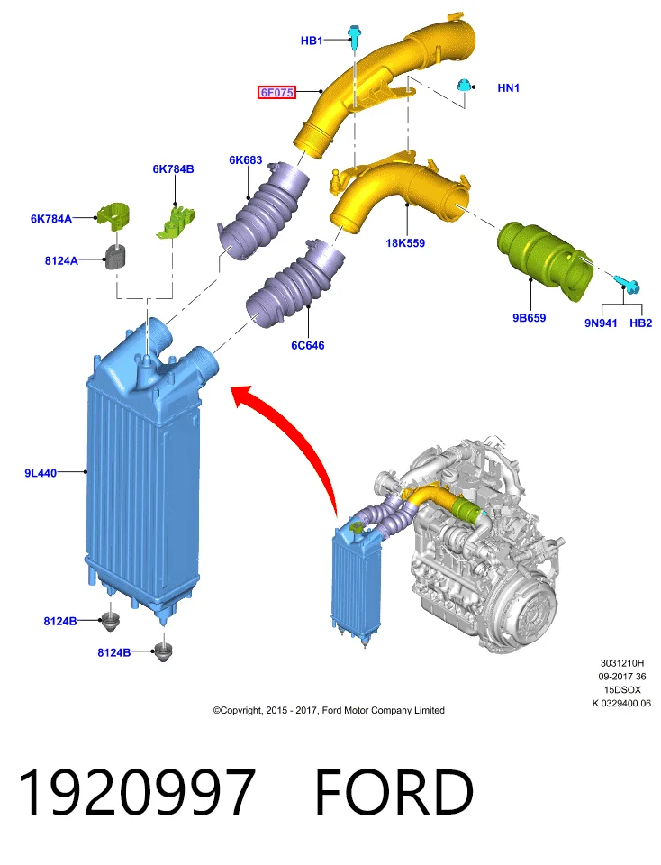 Mangueira (cano derivado) de intercooler Ford F1B16F075AA preço, a partir de 38,78 USD