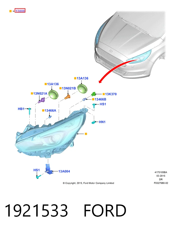 Luz direita Ford S-Max  CDR