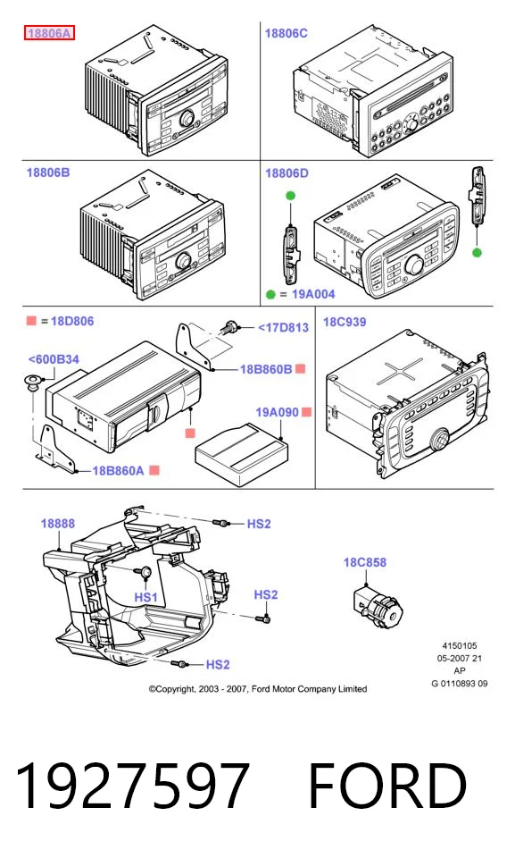 Aparelhagem de som (rádio AM/FM) para Ford C-Max  DM2