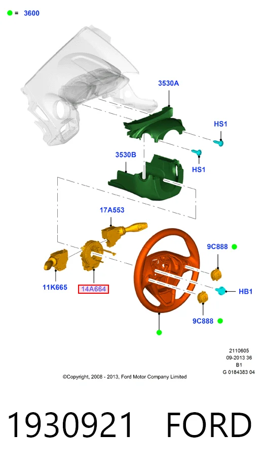 Anel AIRBAG de contato, cabo plano do volante Ford Fiesta preço, a partir de 24,86 USD
