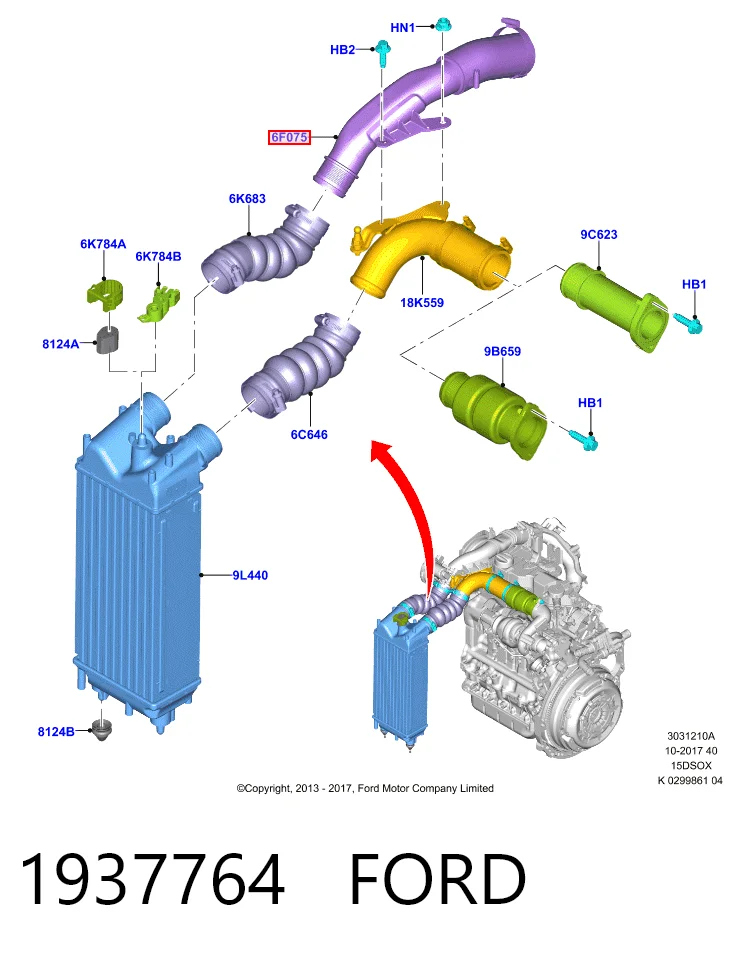 Mangueira (cano derivado) de intercooler F1B16F075AA Ford