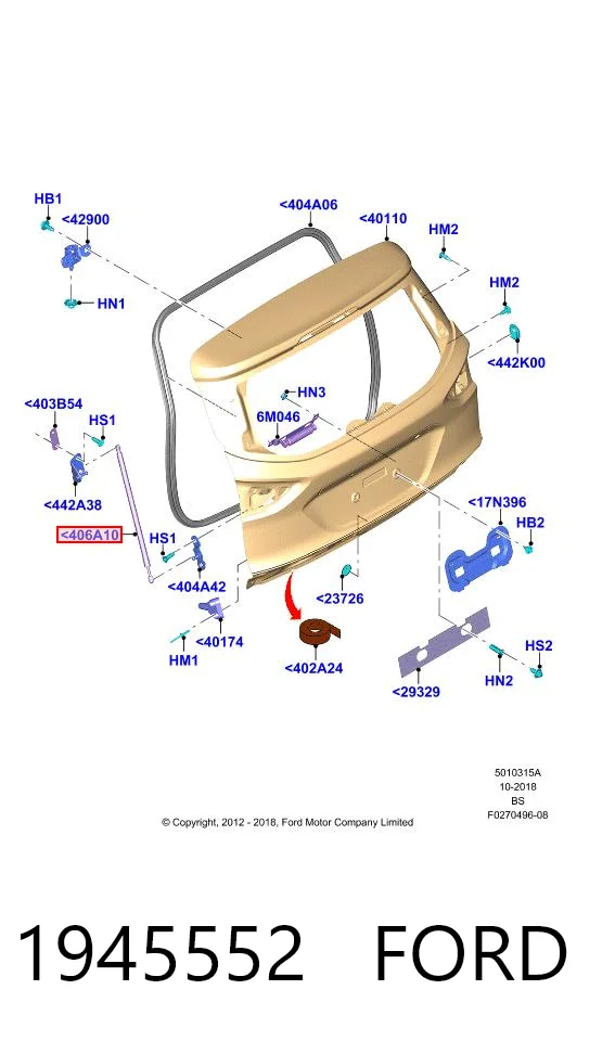 Amortecedor de tampa de porta-malas (de 3ª/5ª porta traseira) para Ford Kuga II CBS