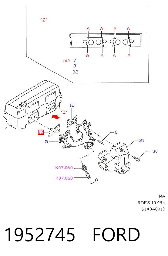 Vedante de tubo coletor de escape Ford Maverick  UDS, UNS