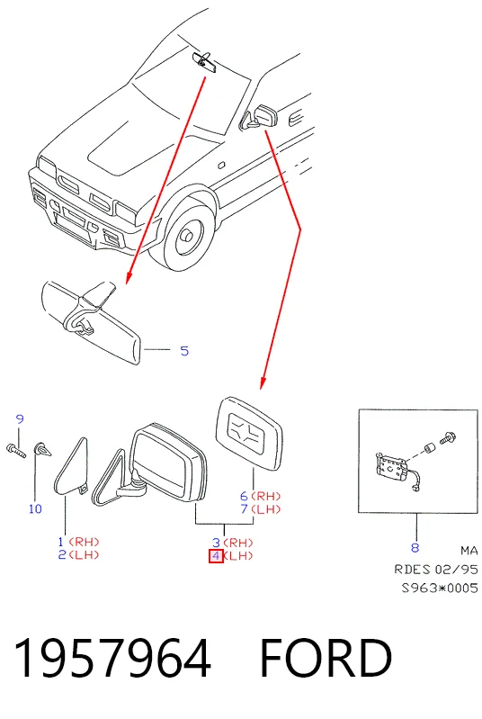 Espelho de retrovisão esquerdo Ford Maverick  UDS, UNS