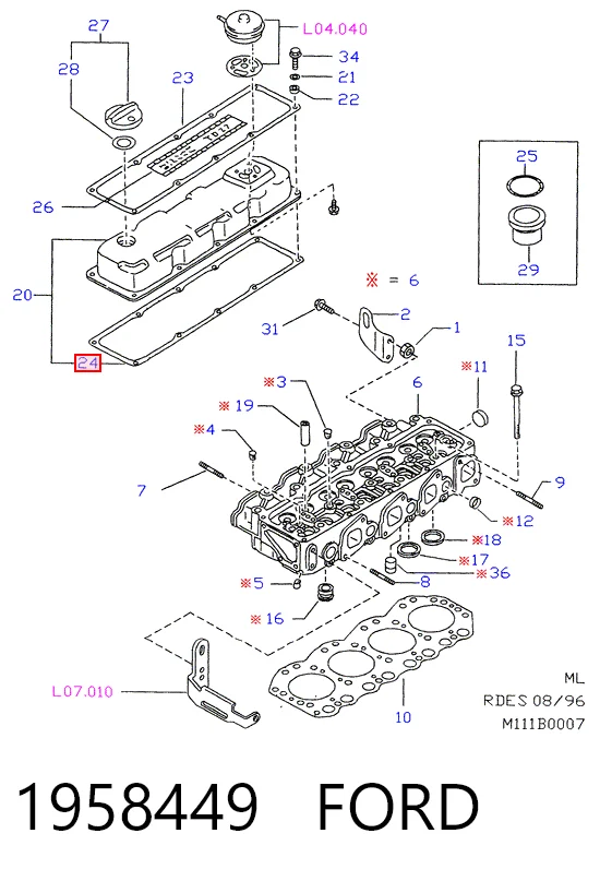Vedante de tampa de válvulas de motor para Nissan Terrano WD21