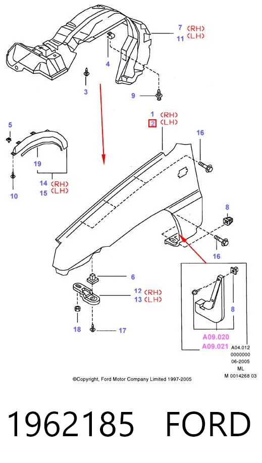 Pára-lama dianteiro esquerdo para Ford Maverick II 1N2