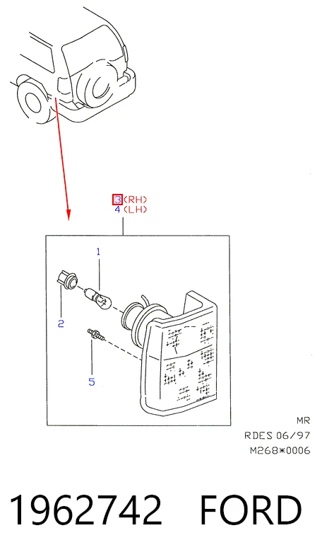 Lanterna traseira direita para Ford Maverick UDS, UNS