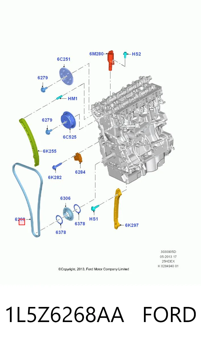 1L5Z6268AA Ford Cadeia do mecanismo de distribuição de gás