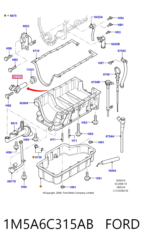 1M5A6C315AB Ford Sensor de posição (de revoluções) de cambota